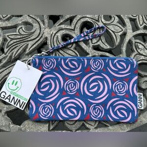 GANNI Flower Print Wristlet 100% Organic Cotton NWT